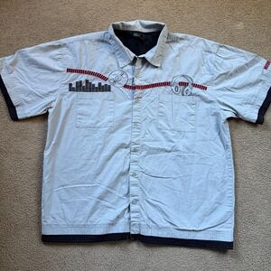 Y2K No Boundaries Button Up Shirt Men's Large Gray Skater Vintage